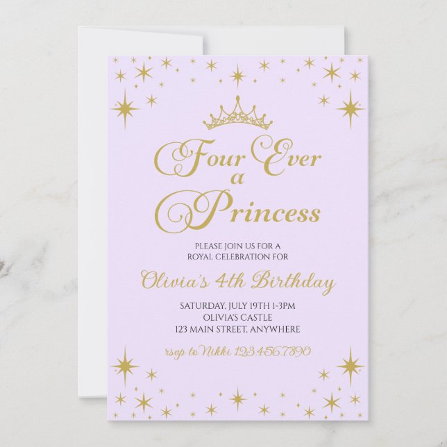 Invitación Cuatro años de la Princesa Real (Anverso)