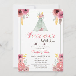 Invitación Cuatro años de los salvajes Chicas de Boho