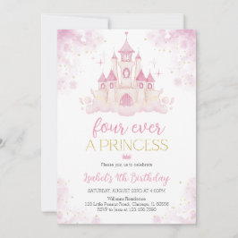 Invitación Cuatro años una Princesa 4º cumpleaños