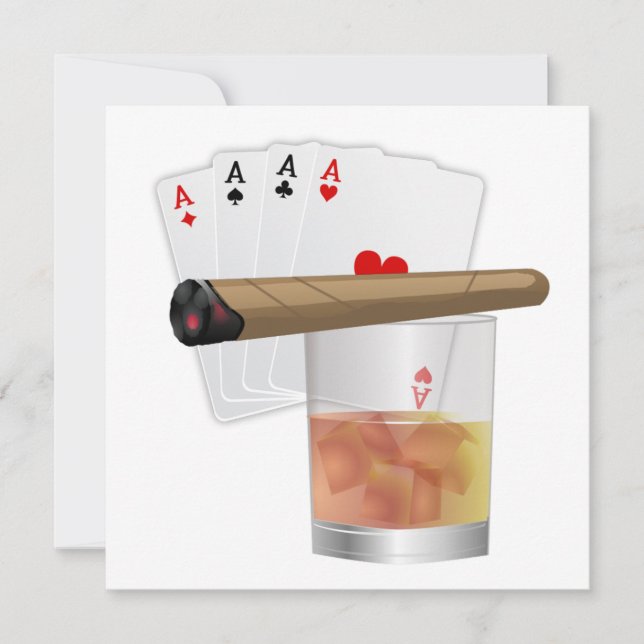 Invitación Cuatro Ases, Una Bebida Y Un Cigar (Anverso)