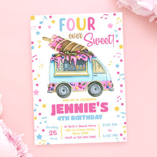Invitación Cuatro Chicas dulces de siempre helado cuarto cump