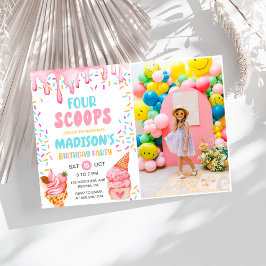 Invitación Cuatro Chicas escoceses Ice Cream Cuarto Cumpleaño