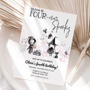 Invitación Cuatro chicas rosados espeluznantes halloween de c