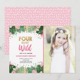 Invitación Cuatro Chicas Safari Tropical Siempre Salvajes Cum