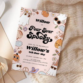 Invitación Cuatro cumpleaños de Groovy Halloween de siempre e