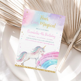 Invitación Cuatro cumpleaños mágicos de Unicornio
