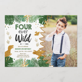 Invitación Cuatro días de cumpleaños de Fiesta de Dino salvaj