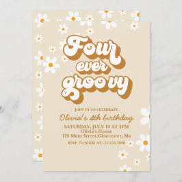 Invitación Cuatro días de cumpleaños de Groovy Retro Daisy