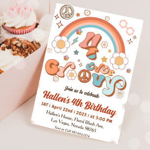 Invitación Cuatro días del arco iris del retro boho de Groovy