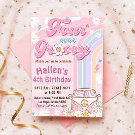 Invitación Cuatro días del arco iris del retro boho de Groovy