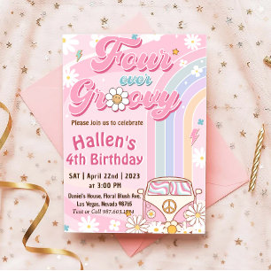Invitación Cuatro días del arco iris del retro boho de Groovy