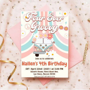 Invitación Cuatro días del arco iris del retro boho de Groovy
