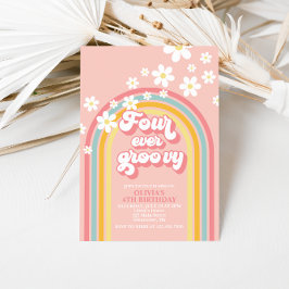 Invitación Cuatro días del arco iris retro de Groovy