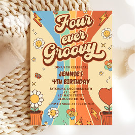 Invitación Cuatro días del arco iris retro de Groovy