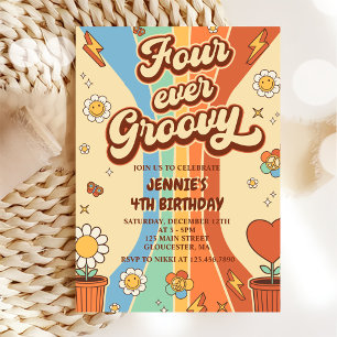 Invitación Cuatro días del arco iris retro de Groovy