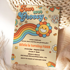 Invitación Cuatro días del arco iris retro de Groovy