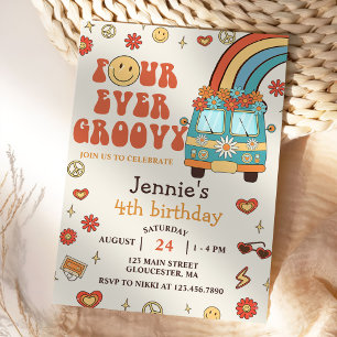 Invitación Cuatro días del arco iris retro de Groovy