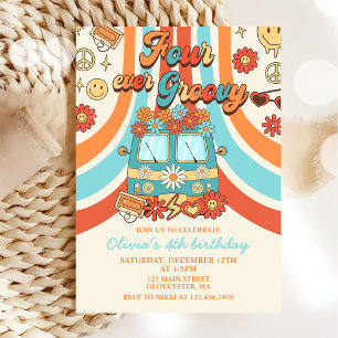 Invitación Cuatro días del arco iris retro de Groovy