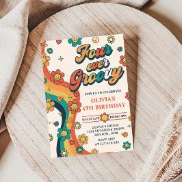 Invitación Cuatro días del arco iris retro de Groovy