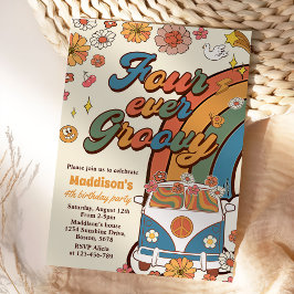 Invitación Cuatro días del arco iris retro de Groovy