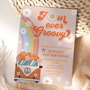 Invitación Cuatro días del arco iris retro de Groovy
