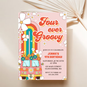 Invitación Cuatro días del arco iris retro de Groovy