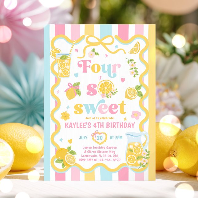 Invitación Cuatro Es Tan Dulce Fiesta De Cumpleaños De Verano (Subido por el creador)