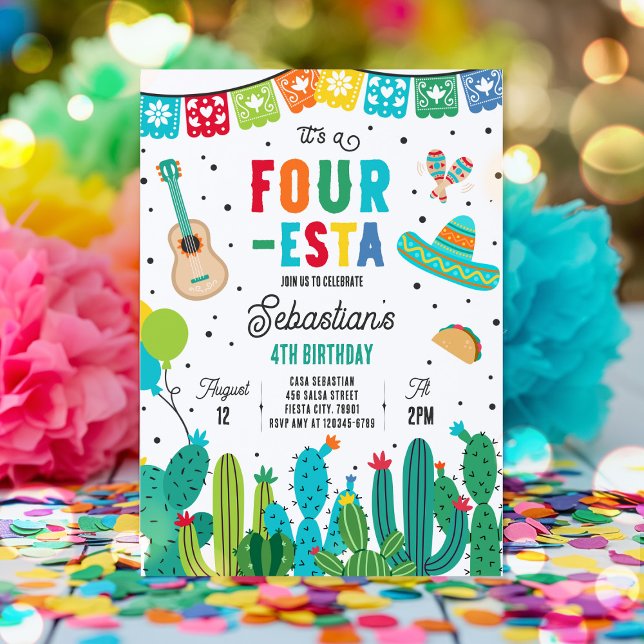 Invitación Cuatro Esta Fiesta Mexicana Cuarto Fiesta de Cumpl (Subido por el creador)
