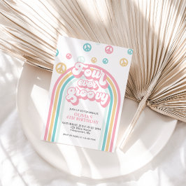 Invitación Cuatro eternamente genial Cumpleaños Retro Arcoíri