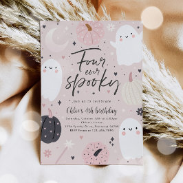 Invitación Cuatro Fantasma de Boho Halloween 4º cumpleaños