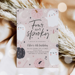 Invitación Cuatro Fantasma de Boho Halloween 4º cumpleaños