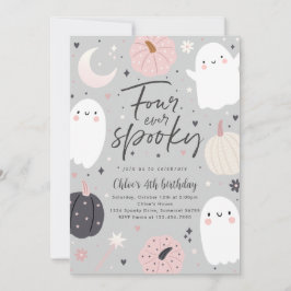 Invitación Cuatro Fantasma de Boho Halloween 4º cumpleaños