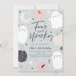Invitación Cuatro Fantasma de Boho Halloween 4º cumpleaños