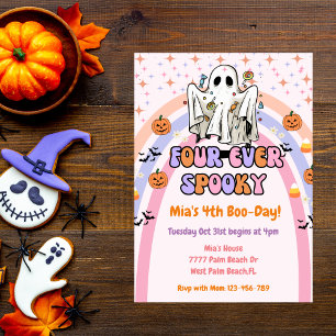 Invitación Cuatro Fantasma Fantasma Halloween 4º cumpleaños