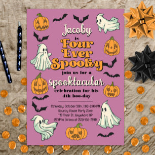 Invitación Cuatro Fantasma Fantasma Halloween cuarto cumpleañ