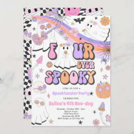Invitación Cuatro Fantasma Halloween Groovy cumpleaños