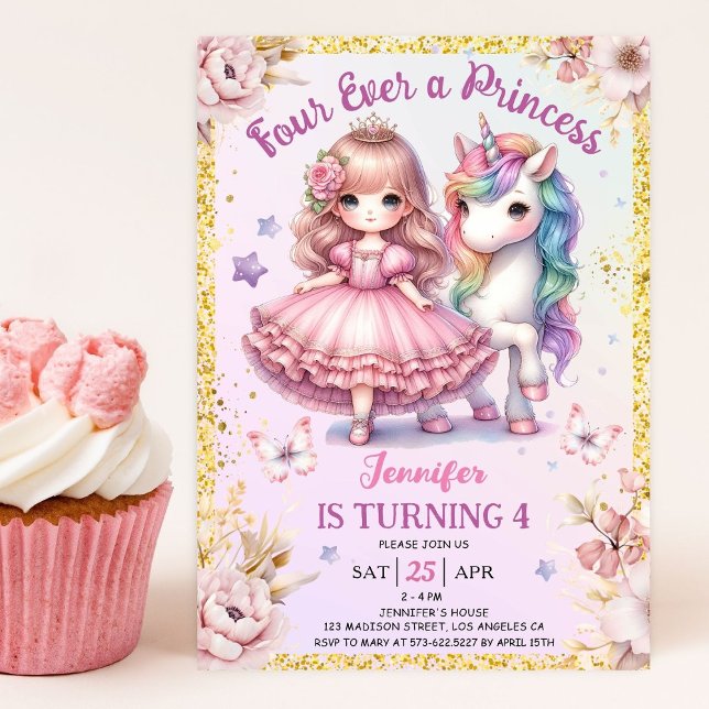 Invitación Cuatro Fiestas de cumpleaños de la princesa Unicor (Subido por el creador)