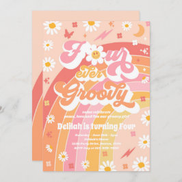 Invitación Cuatro Fiestas del cuarto cumpleaños de Hippie Hip