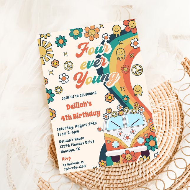 Invitación Cuatro jóvenes católicos retro cuarto Fiesta de cu (Subido por el creador)