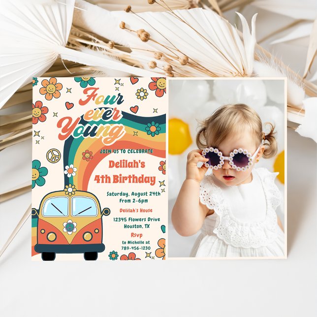 Invitación Cuatro jóvenes católicos retro foto de cuarto cump (Subido por el creador)