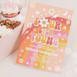 Invitación Cuatro jóvenes hippie cuarto Fiesta de cumpleaños