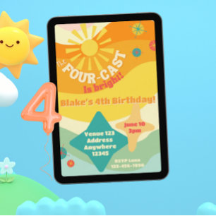 Invitación Cuatro moldes es brillante, cumpleaños del sol col