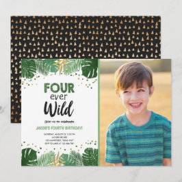 Invitación Cuatro nacidos de oro de Safari Tropical