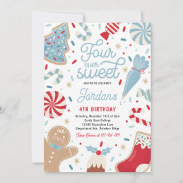 Invitación Cuatro Navidades dulces en la fiesta de cumpleaños