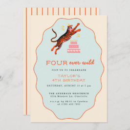 Invitación Cuatro niños de tigres salvajes de todos los años