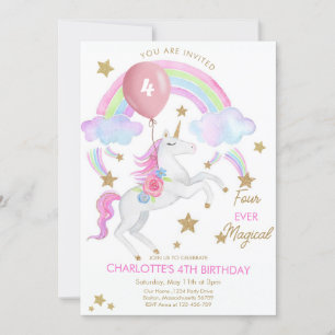 Invitación Cuatro nunca mágicos, cuatro años