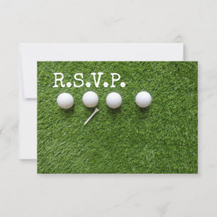 Invitación Cuatro pelotas de golf con el R.S.V.P. en verde