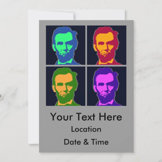 Invitación Cuatro Pop Art Abraham Lincoln (Anverso)