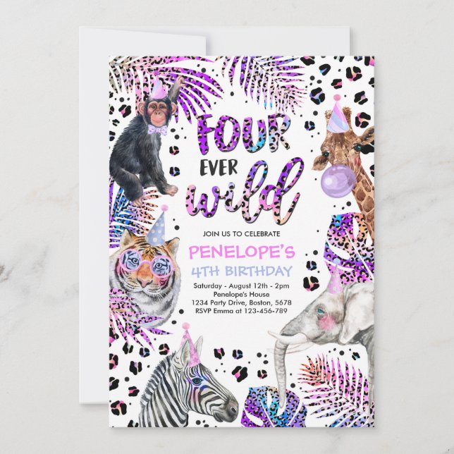 Invitación Cuatro salchichas arcoiris salvajes de siempre Saf (Anverso)