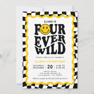 Invitación Cuatro salvajes de siempre   Wavy Smile Face Boy 4